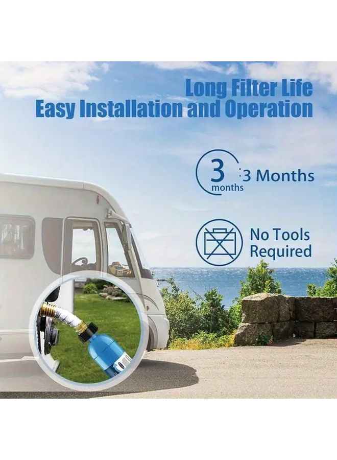 Blue RV Inline Water Filter 2Pcs Reduces Bad Taste Odor Chlorine Lead Fluoride Sediments - Image 5